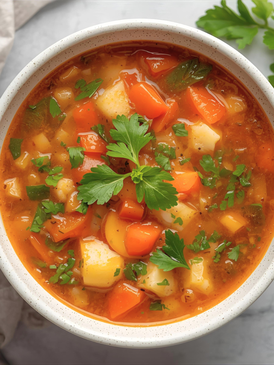 a bowl of vegetable soup